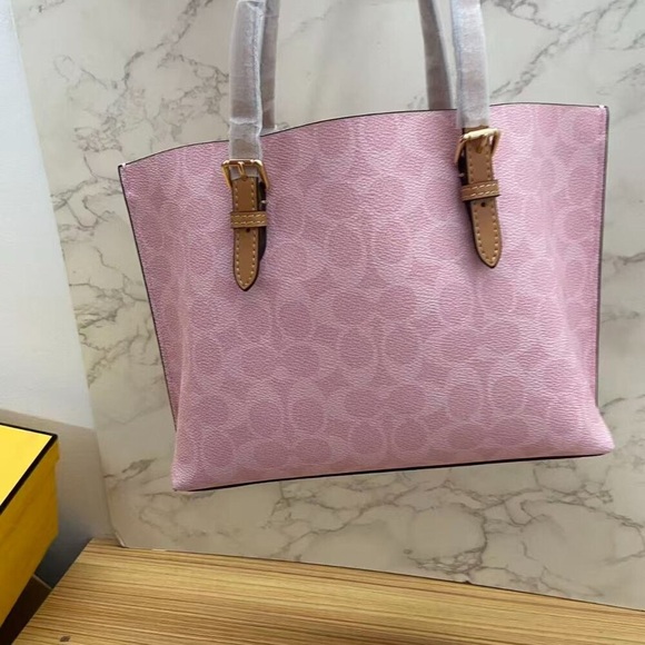 🍥COACH Mollie Tote Bag 25 In Signature Powder Pink - Picture 9 of 9